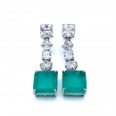 Paraiba 4 Kare Radiant Taşlı Küpe