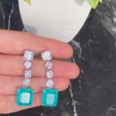 Paraiba 4 Kare Radiant Taşlı Küpe