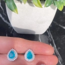 Paraiba Damla Küpe Yüzük Set