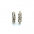 Pave Yarım Tur 3 Sıra Halka Küpe