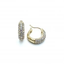 Pave Yarım Tur 3 Sıra Halka Küpe