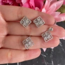 Pave Yonca Kolye Küpe Yüzük Set
