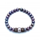 Pembe İnci Detaylı Siyah İnci Bileklik