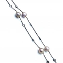 Pembe İnci Gömme Sıra Taşlı Uzun Kolye