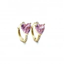 Pembe Kalpli Taşlı Halka Küpe