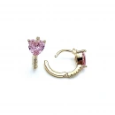 Pembe Kalpli Taşlı Halka Küpe