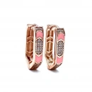 Pembe Mineli Taşlı Küpe