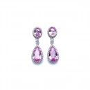 Pembe Safir Oval Damla Duo Aro Küpe