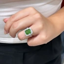 Radiant Yeşil Ddörtgen Taşlı Yüzük