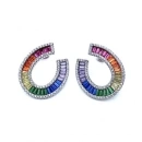 Rainbow Baget Virgül Küpe