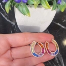 Rainbow Baget Virgül Küpe