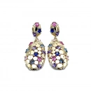 Rainbow Dots Oval Sallantılı Küpe