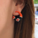 Red Circle Stone Tasarım Küpe