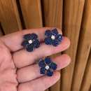 Safir Invisible Çiçek Küpe