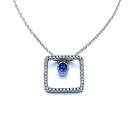 Safir Pırlanta Kare Montür Kolye