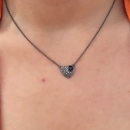 Safir Taş Detaylı Ham Elmas Taşlı Kalp Kolye