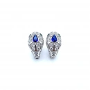 Safir Zümrüt Yılan Full Taşlı Küpe