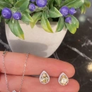 Sarı Damla Küpe Kolye Set