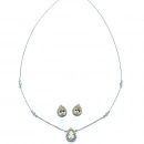 Sarı Damla Küpe Kolye Set