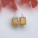 Sarı Ddörtgen Radiant Taşlı Triangle Küpe