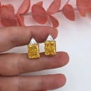 Sarı Ddörtgen Radiant Taşlı Triangle Küpe