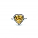Sarı Kalp Taşlı Aro Yüzük