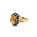 Sitrin Taşlı Ham Elmas Yüzük