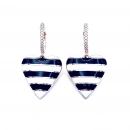 Siyah Beyaz Mineli Kalp Küpe