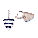 Siyah Beyaz Mineli Kalp Küpe