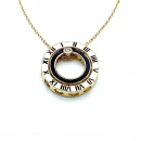 Siyah Mineli 2 Halka Marka Kolye