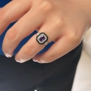 Siyah Mineli Mor Di Yüzük