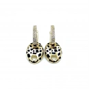 Siyah Mineli Taşlı Halka Düğme G Küpe