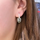 Siyah Mineli Taşlı Halka Düğme G Küpe