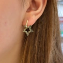 Siyah Mineli Yıldız Küpe