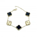 Siyah Onyx Lazerli 5li Yonca Bileklik