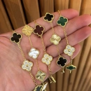 Siyah Onyx Lazerli 5li Yonca Bileklik