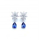 Tanzanit Damla Markiz Çiçek Küpe