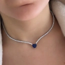 Tanzanit Paraiba Kalp Taşlı Suyolu Kolye