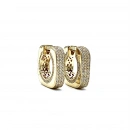 Taşlı Altın Montür Kare Halka Küpe