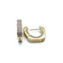 Taşlı Altın Montür Kare Halka Küpe