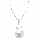 Taşlı Barok İnci Tif Zincir Kolye