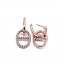 Taşlı Çift Taraflı Marka Küpe