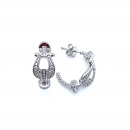 Taşlı Franny Yarım Halka Küpe