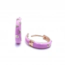 Taşlı Lila Mineli 1,5cm Halka Küpe