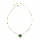 Taşlı Malahit Yonca Kolye