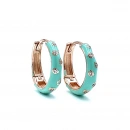 Taşlı Mint Mineli 1,5cm Halka Küpe