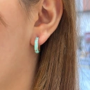 Taşlı Mint Mineli 1,5cm Halka Küpe