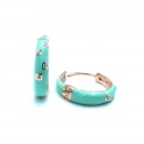 Taşlı Mint Mineli 1,5cm Halka Küpe