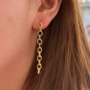 Taşlı Oval Gurme Zincir Küpe