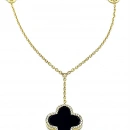 Taşlı Siyah Yonca Kolye